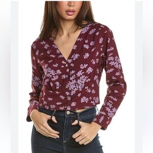 Madewell Burgundy Floral Button Down Shirt